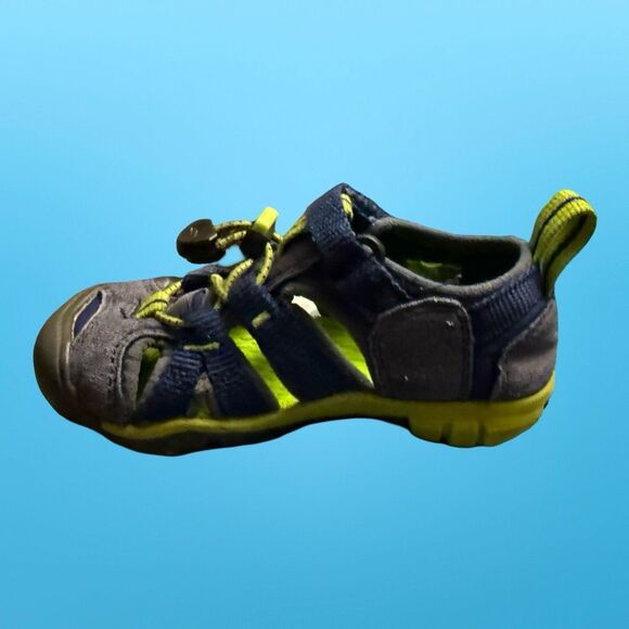 Keen Little Kids' Seacamp II CNX Naval Academy/Chartreuse Sandals Size 8 - Picture 3 of 7